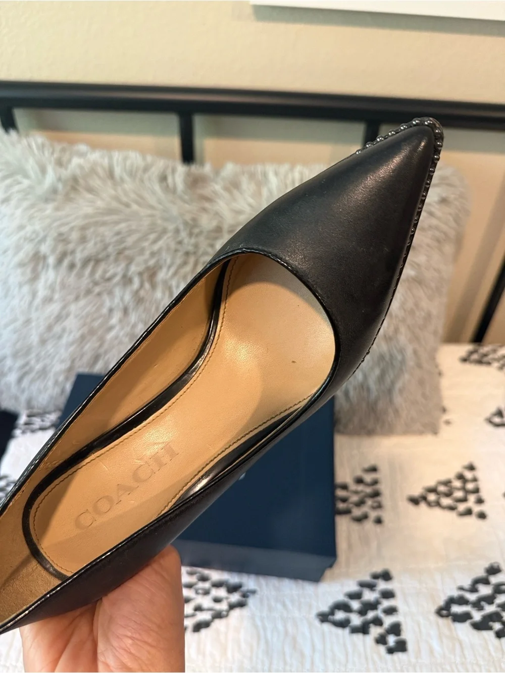 Coach Black Pointed-Toe Leather Pumps